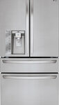 LG - 22.7 Cu. Ft. Counter-Depth 4-Door French Door Refrigerator with Thru-the-Door Ice and Water - Stainless Steel