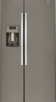 GE - 25.4 Cu. Ft. Frost-Free Side-by-Side Refrigerator with Thru-the-Door Ice and Water - Slate