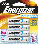 Energizer - Advanced Lithium AA Batteries (8-Pack) - Silver