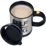 Chef Buddy - 15-Oz. Self-Stirring Mug - Silver/Black