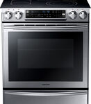 Samsung - 30" Self-Cleaning Slide-In Double Oven Electric Convection Range - Stainless Steel/Black