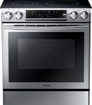 Samsung - 30" Self-Cleaning Slide-In Electric Convection Range - Stainless Steel/Black