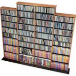 Ashlin - Quad-Width Multimedia Wall Storage Unit - Oak/Black