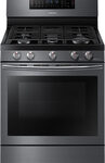 Samsung - Flex Duo 5.8 Cu. Ft. Self-Cleaning Freestanding Double Oven Gas Convection Range - Black Stainless