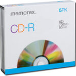 Memorex - CD Recordable Media - CD-R - 52x - 700 MB - 5 Pack Slim Jewel Case - Silver