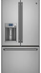 GE - 22.1 Cu. Ft. Counter-Depth Frost-Free French Door Refrigerator with Thru-the-Door Ice and Water - Stainless Steel