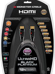 Monster - Black Platinum Series 12' In-Wall HDMI A/V Cable - Black